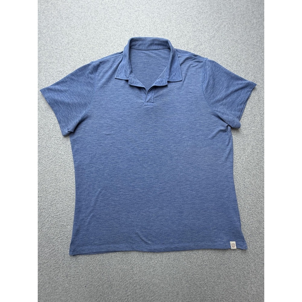 Marine‎ Layer Polo Shirt Mens XL Blue Heather Jersey Knit Casual Short Sleeve